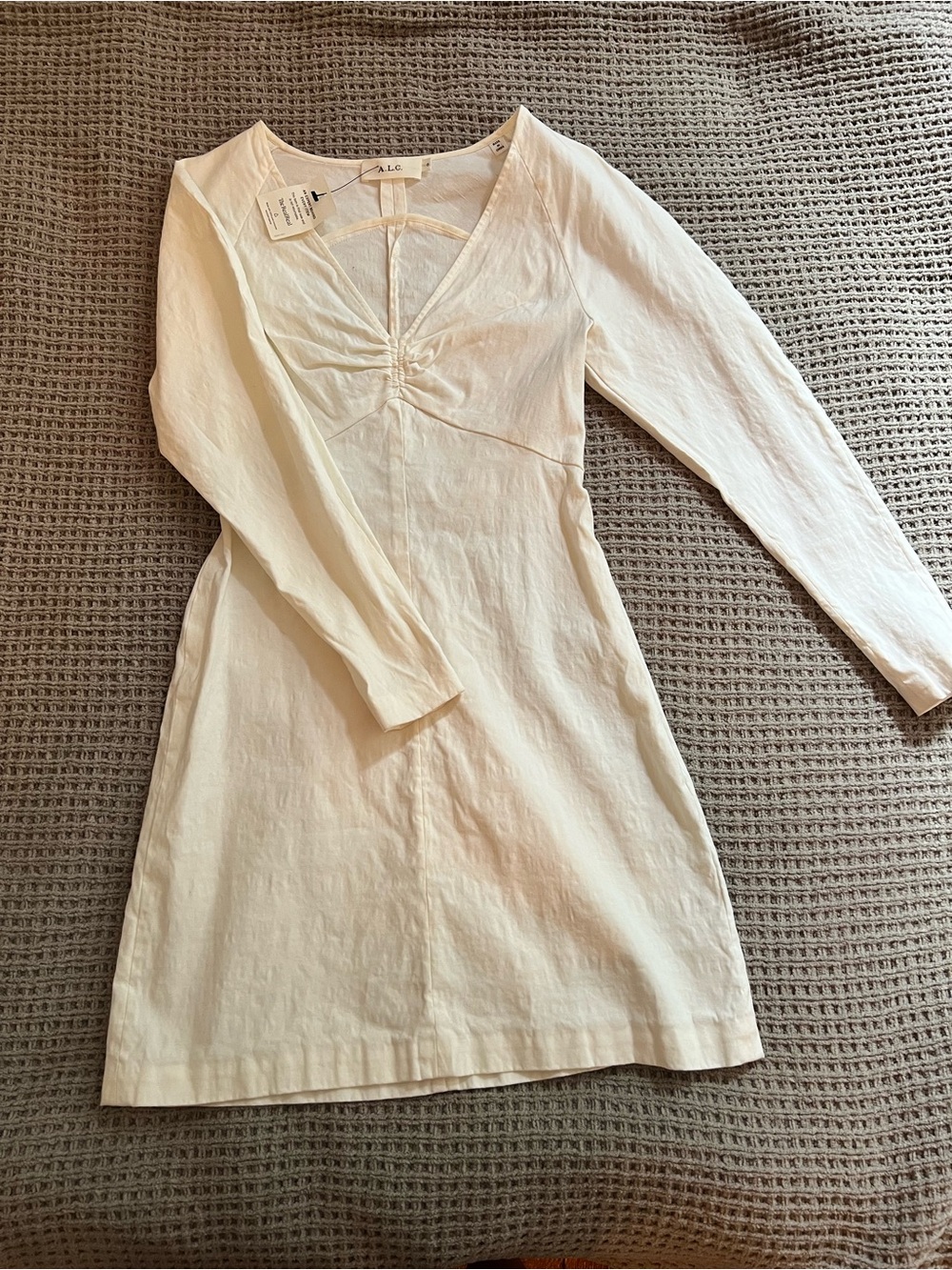 A.L.C. Cream Long-Sleeve Mini Dress
